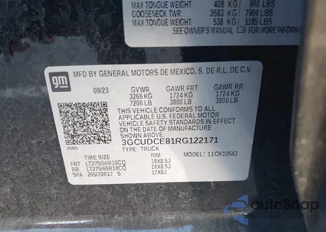 2024 Chevrolet Silverado 1500 4Wd Short Bed Custom Trail Boss z USA, uszkodzony, nr VIN 3GCUDCE81RG122171